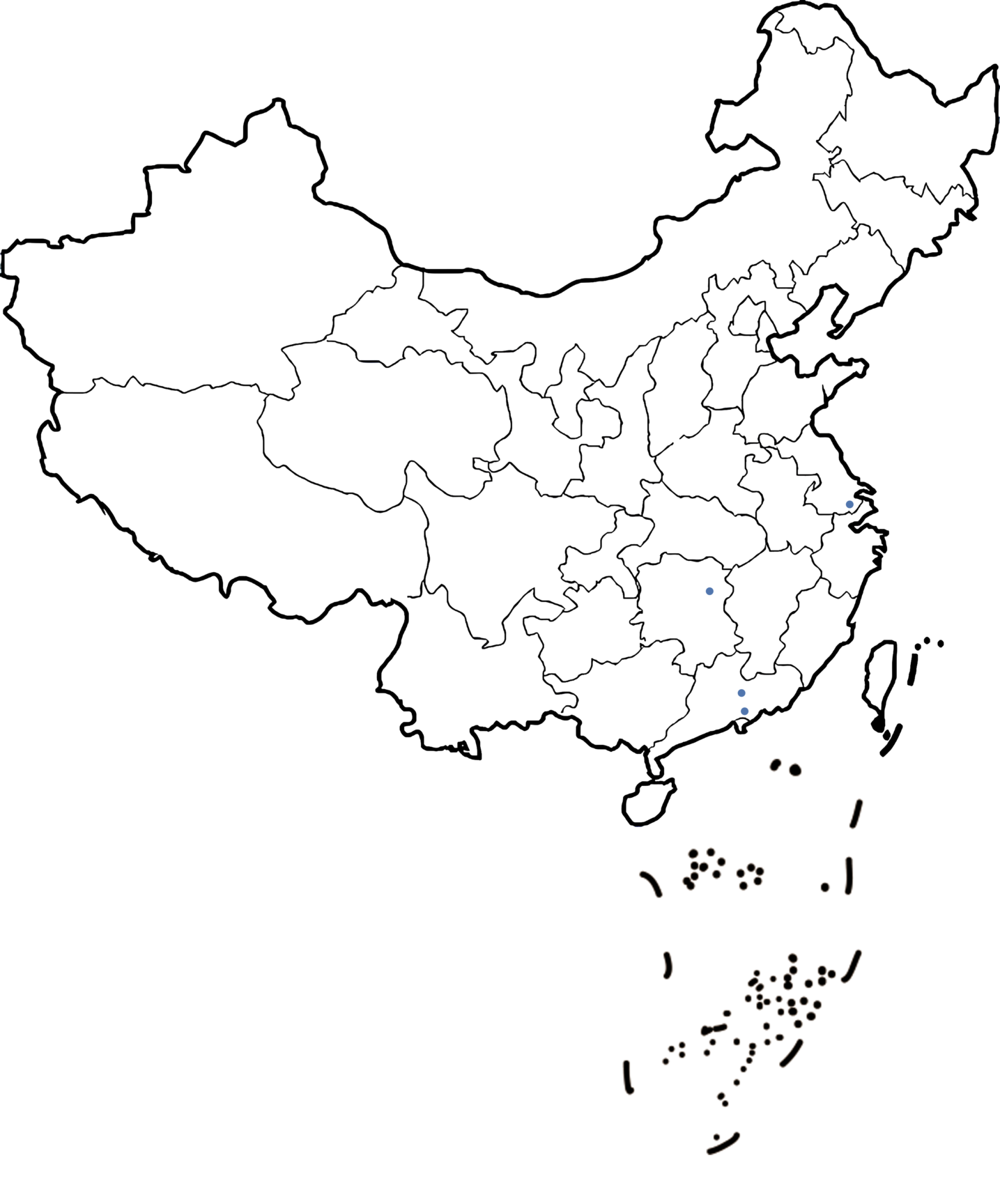 清珞公司分布地图，标注苏州、湖南、东莞和深圳